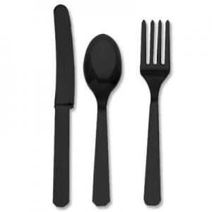 Столовые приборы пластик Black 24 шт 1502-2276 ЦЕНА ЗА НАБОР