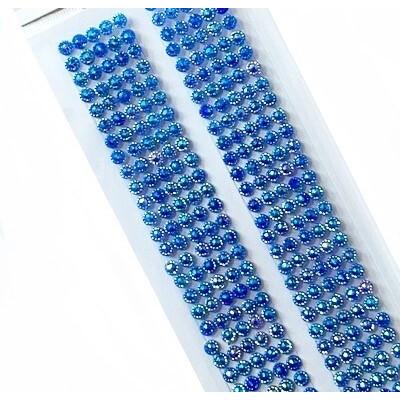 Стразы клеевые блестящие 2 полосы 5 мм Синий хамелеон 2715215