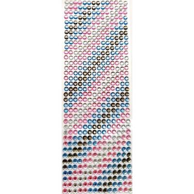 Стразы клеевые градиент 1 полоса 6 мм Серебро, розовый, голубой 271574