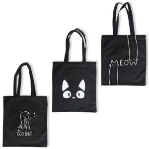 Сумка-шоппер хлопковая 35*40 см с ручками Чёрная с белым рисунком (3 вида) 520143