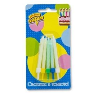 Свечи для торта с подставкой светящаяся 6 см 10 шт 28278