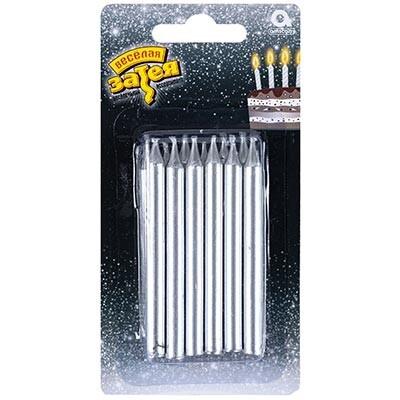 Свечи для торта серебро 8 см 12 шт 28601