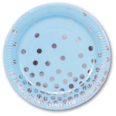 Тарелка бумажная Горошек серебряный 17 см 6 шт 1502-2874