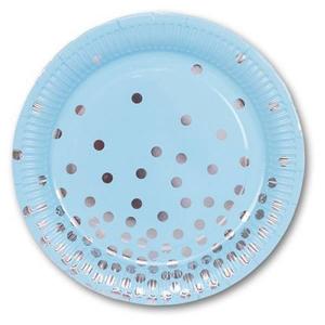Тарелка бумажная Горошек серебряный 23 см 6 шт 1502-2876