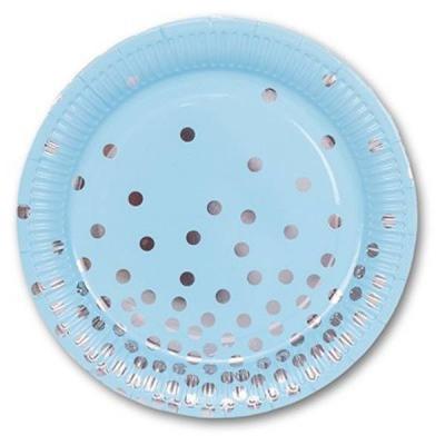 Тарелка бумажная Горошек серебряный 23 см 6 шт 1502-2876