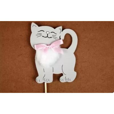 Топпер деревянный Котик 7*9 см Серый 153572