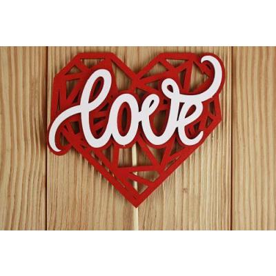 Топпер деревянный Love на сердце геометрия (12.2*30) Красный 153541
