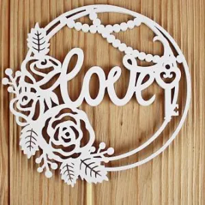 Топпер деревянный Love в круге (11.2*30) Белый 152432