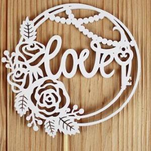 Топпер деревянный Love в круге (11.2*30) Белый 152432