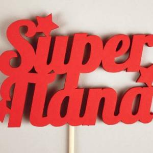 Топпер деревянный Super папа 11*28 см Красный 154381