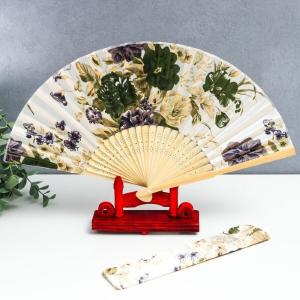 Веер бамбук, текстиль h=21 см 