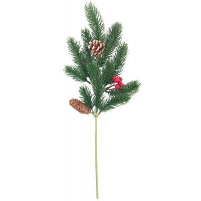 Ветка декоративная с ягодами и шишками 50 см 50121