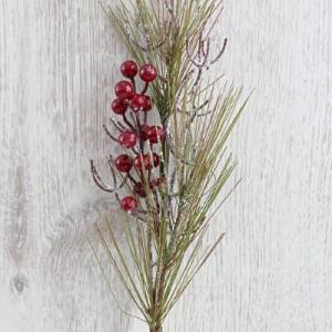 Веточка декоративная 50 см Сосна с декором 171612