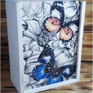 Ящик деревянный подарочный 20*14*18 см Бабочки 23071