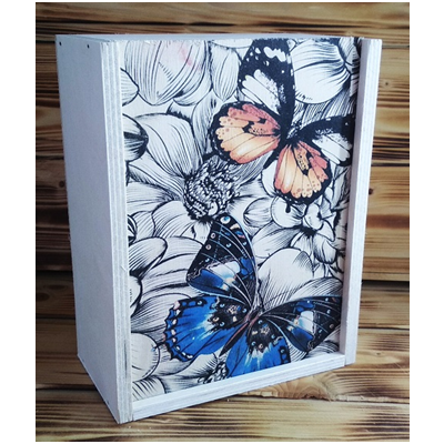 Ящик деревянный подарочный 20*14*18 см Бабочки 23071