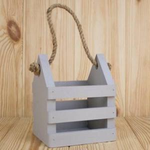 Ящик деревянный реечный 13*12*16 см Домик серый 151542