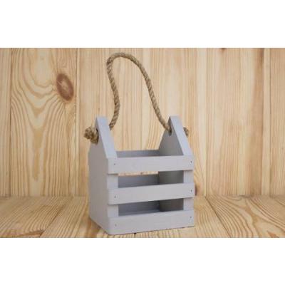 Ящик деревянный реечный 13*12*16 см Домик серый 151542