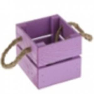 Ящик деревянный с веревочной ручкой 13*12.5*9 см Фиолетовый 230275