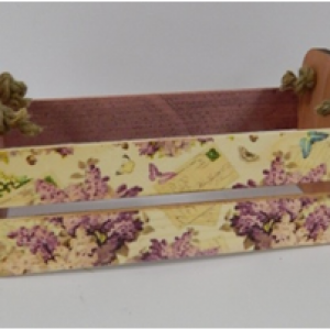 Ящик подарочный деревянный с веревочными ручками 24.5*14.5*9 см Сирень 23021