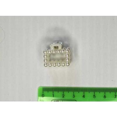 Заколка краб для волос 2 см с жемчугом 13659