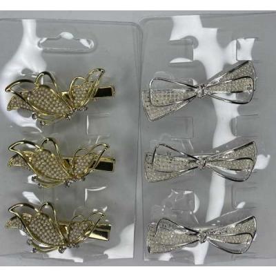 Зажим для волос 4.5 см металл со стразами 1652