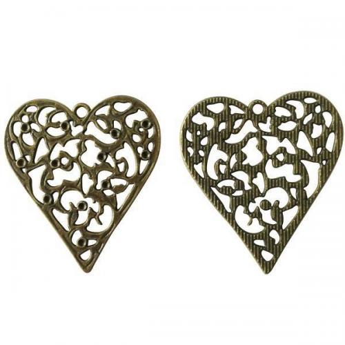 Аксессуар для декора метал Ажурное сердце 3,4*3,7 см 50034