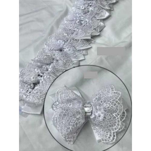 Бант для волос на резинке 16 см Белый 121313