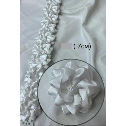 Бант для волос на резинке 7 см Белый (в уп 12 шт) 121321