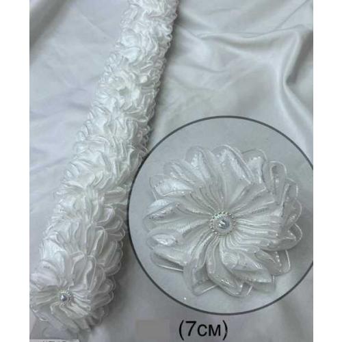 Бант для волос на резинке 7 см Белый (в уп 24 шт) 121318