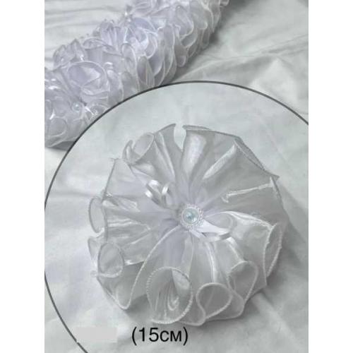 Бант для волос на резинке (в уп 12 шт) 15 см Белый 121317