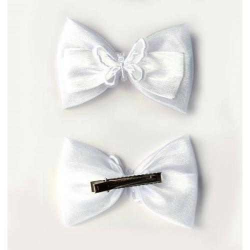 Бант для волос на зажиме Бабочка (11 см) Белый 12109