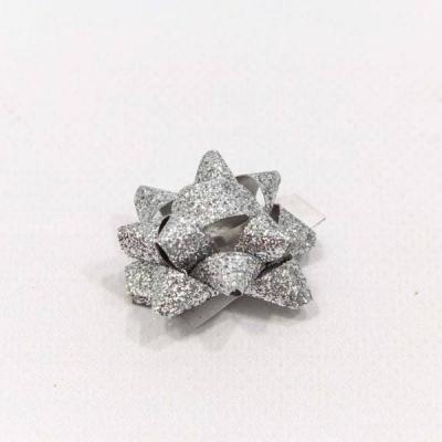 Бант-звезда 3.8 см Блеск серебро 12 шт/уп 441646 ЦЕНА ЗА УПАКОВКУ