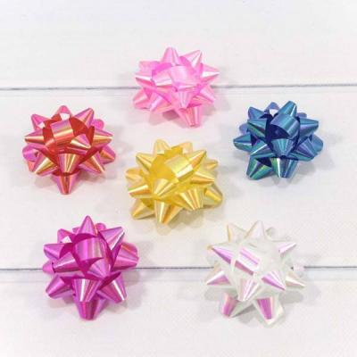 Бант-звезда 6.3 см На липучке перламутр (микс) 40 шт/уп 441644 ЦЕНА ЗА УПАКОВКУ