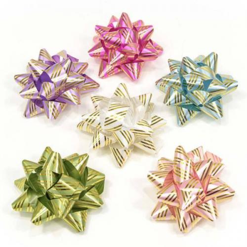 Бант-звезда 7.6 см Золотые полоски (микс) 6 шт/уп 441648 ЦЕНА ЗА УПАКОВКУ