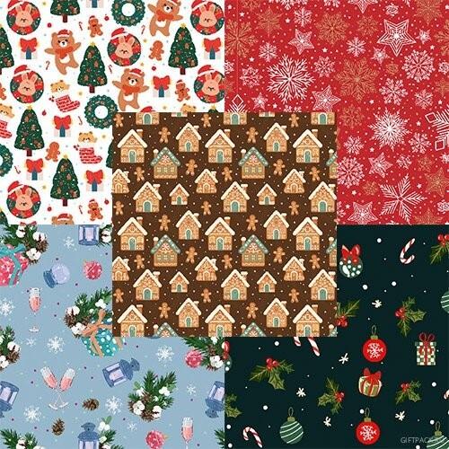 Бумага новогодняя упаковочная в листах 100*70 см 10 л/уп 530991