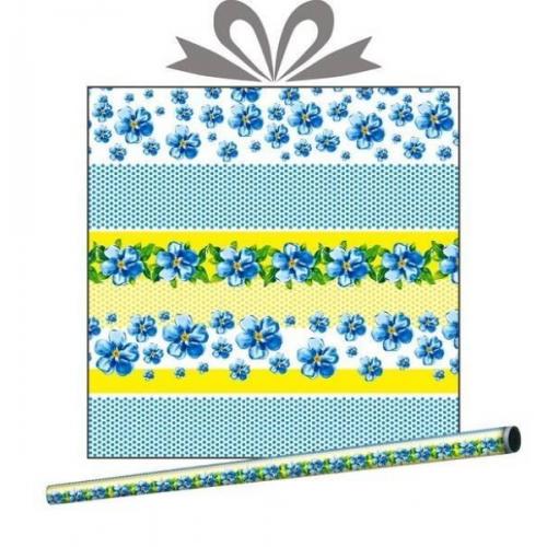 Бумага упаковочная глянцевая Анютины глазки 70 см*10 м 51204