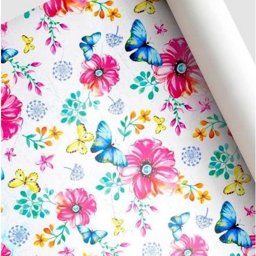 Бумага упаковочная глянцевая Мальва 70 см*10 м 51253