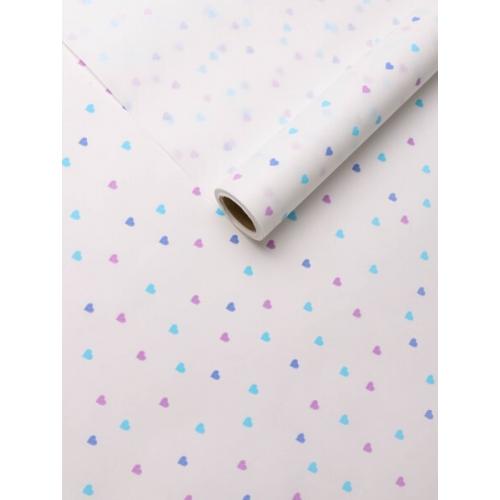 Бумага упаковочная крафт белый в рулоне 70 см*10 м Сердечки конфетти нежность 50 г/м2 621867