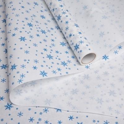 Бумага упаковочная крафт новогодняя 70 см*10 м Снежинка NEW синий 50 г/м2