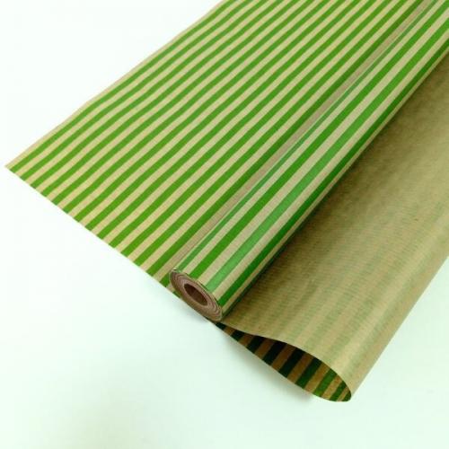 Бумага упаковочная крафт 'Полосы светло-зеленые' 72 см*10 м 40 г 530382