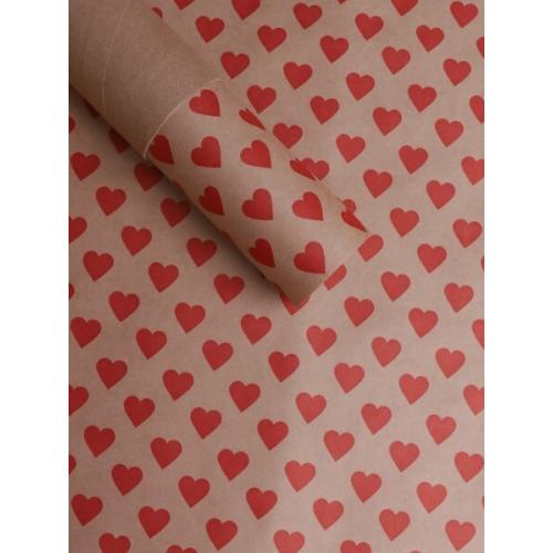 Бумага упаковочная крафт 'Сердца15' 70*100 см Красный 10 л/уп 622821