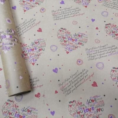 Бумага упаковочная крафт в рулоне 70 см*10 м Сердца 49353