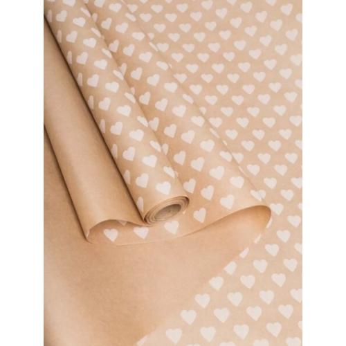 Бумага упаковочная крафт в рулоне 70 см*10 м 'Сердца15' белый 70 г/м2