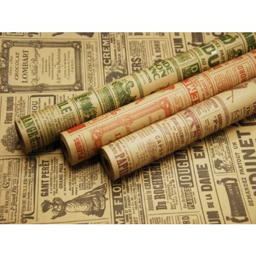 Бумага упаковочная крафт в рулоне 70 см*10 м Винтажная газета 49474