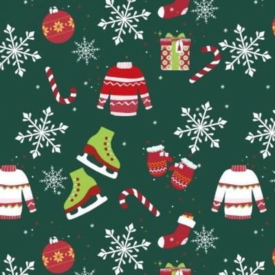 Бумага упаковочная новогодняя 70*100 см Коньки и варежки 10 л/уп 78 г/м2