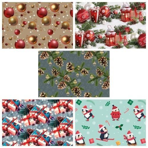 Бумага упаковочная новогодняя глянцевая 70*100 см С Новым годом! (микс) 25 л/уп 442075