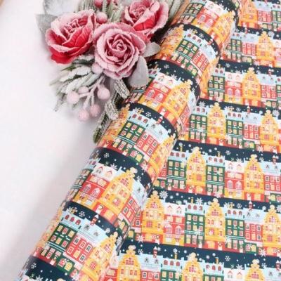 Бумага упаковочная новогодняя глянцевая 70*100 см Зима в городе 10 л/уп 568030