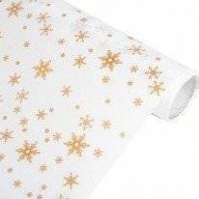 Бумага упаковочная новогодняя крафт 70 см*10 м Снежинка NEW золото 50 г/м2