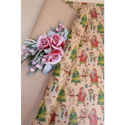 Бумага упаковочная новогодняя крафт 70*100 см Маскарад 10 л/уп 568020