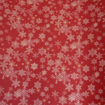 Бумага упаковочная новогодняя крафт 70*100 см Снегопад на красном 10 л/уп 568035